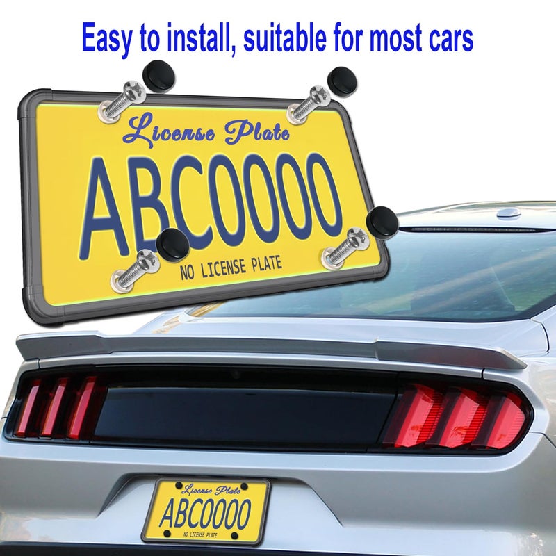 ZXFOOG License Plate Frame Cover Combo- Clear Flat Plate Cover & Black Silicone Car Tag Holder, Unbreakable Novelty Protector Fit Standard US Front or Rear Plate, 1 Pack with Mount Kit- Screws Caps - Image 5